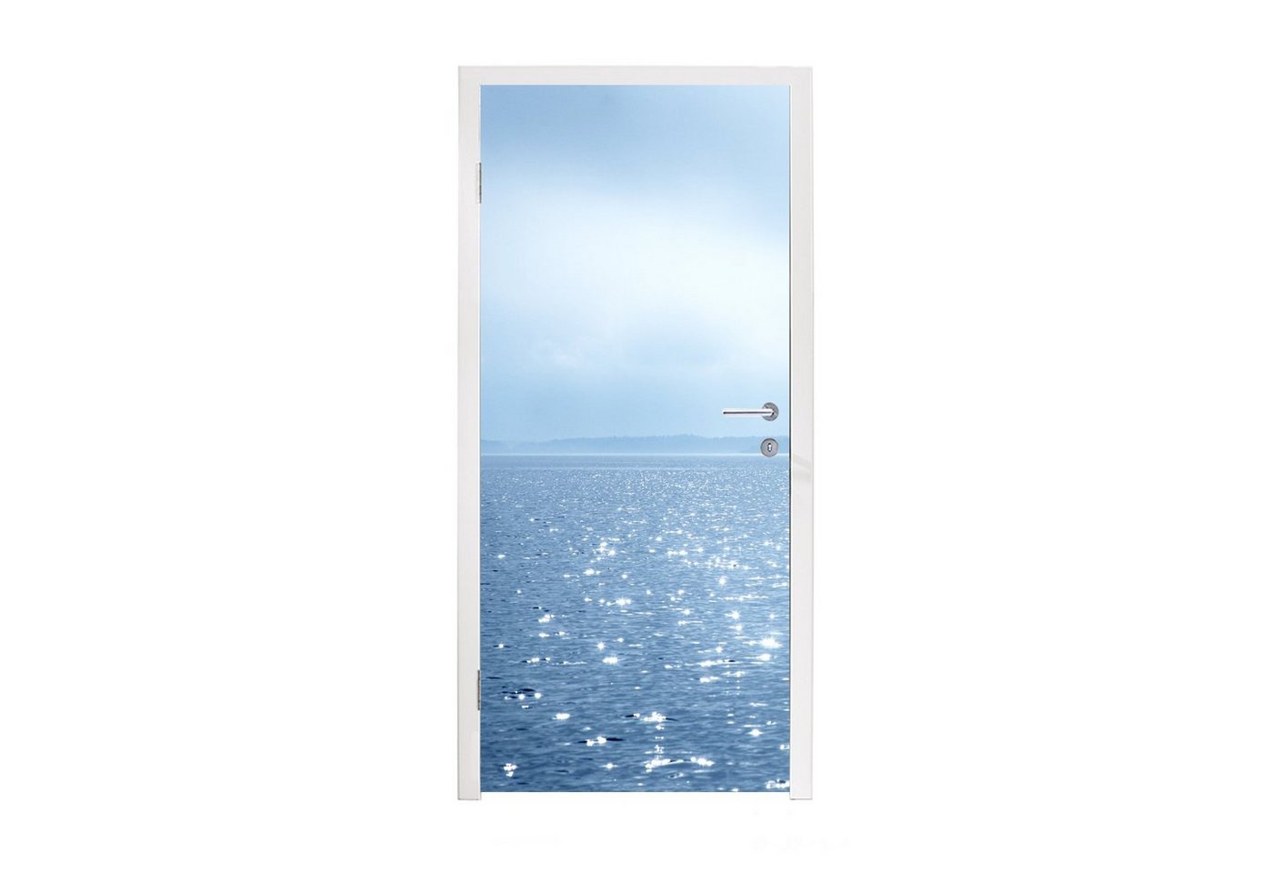 MuchoWow Türtapete Sommer - Meer - Berge, Matt, bedruckt, (1 St), Selbstklebende Tapete, Folie für Möbel, 75x205 cm
