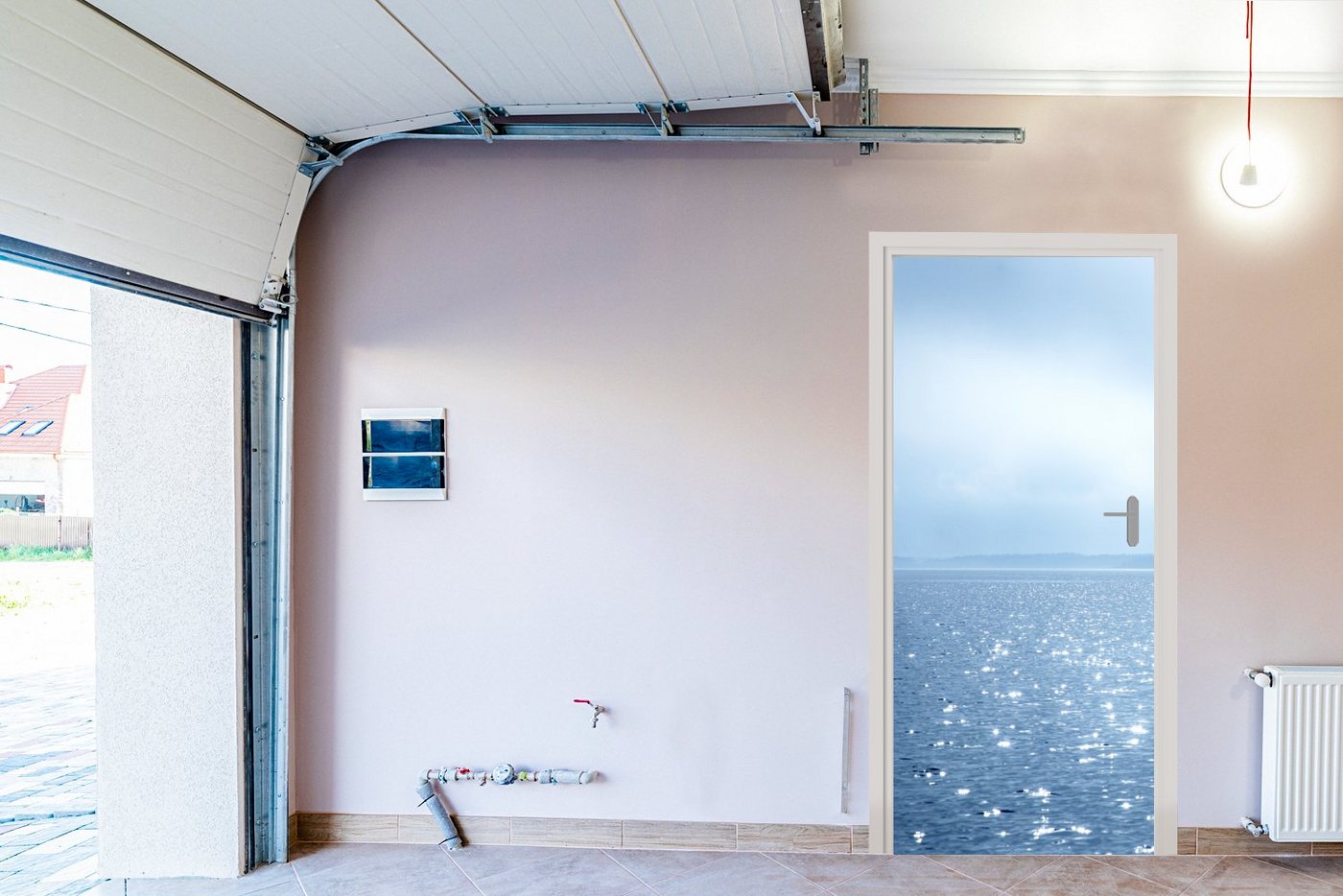 MuchoWow Türtapete Sommer - Meer - Berge, Matt, bedruckt, (1 St), Selbstklebende Tapete, Folie für Möbel, 75x205 cm Bild 2