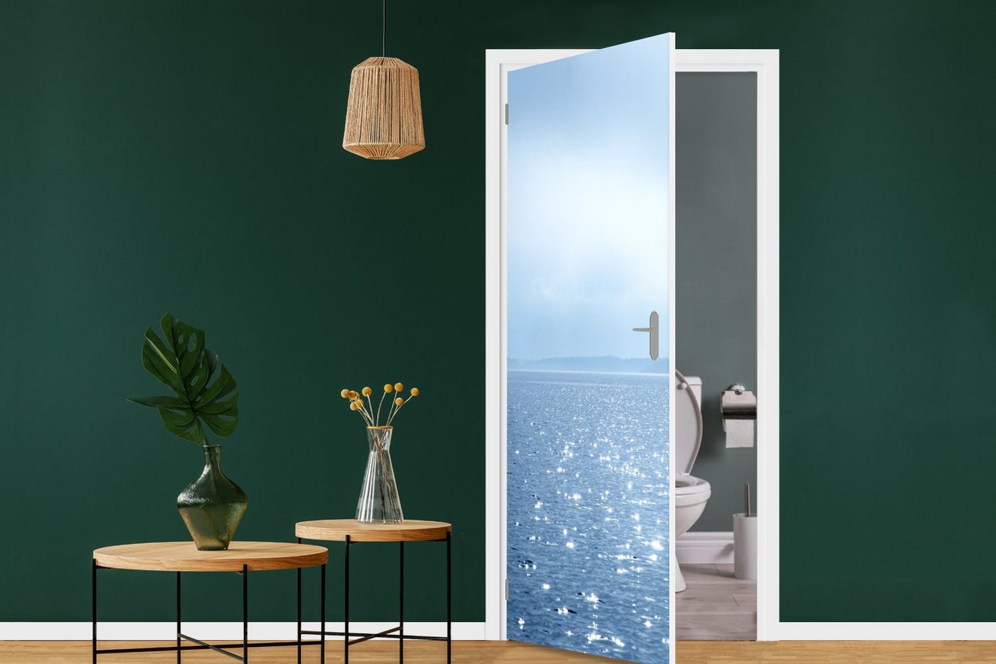 MuchoWow Türtapete Sommer - Meer - Berge, Matt, bedruckt, (1 St), Selbstklebende Tapete, Folie für Möbel, 75x205 cm Bild 3