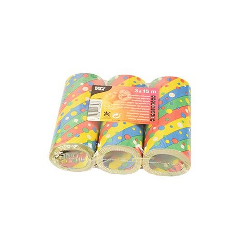 PAPSTAR Luftschlange 3 Rollen Riesenluftschlange CONFETTI 1,4cm breit