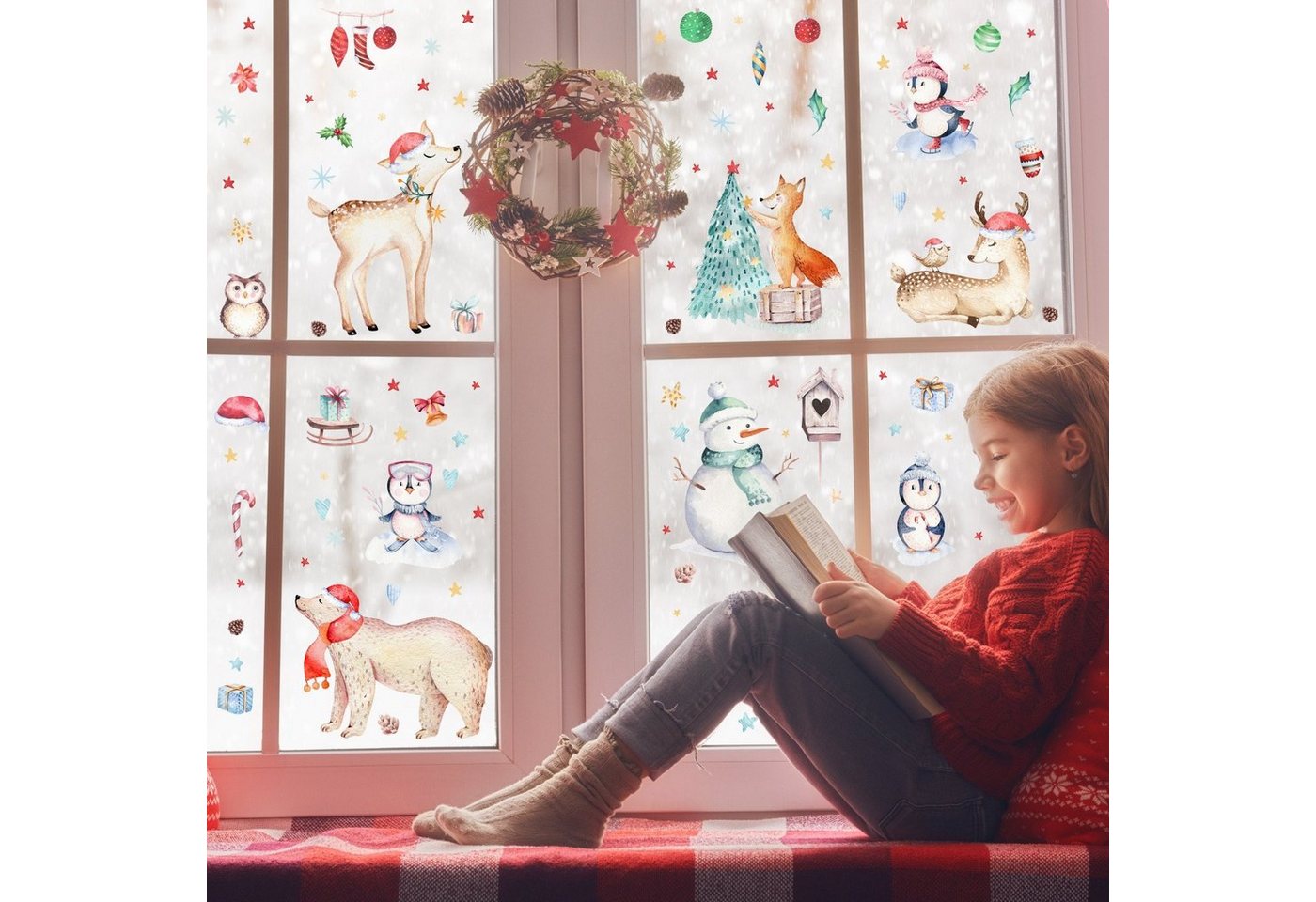 nikima Fensterbild Fensterbilder Weihnachten selbstklebend