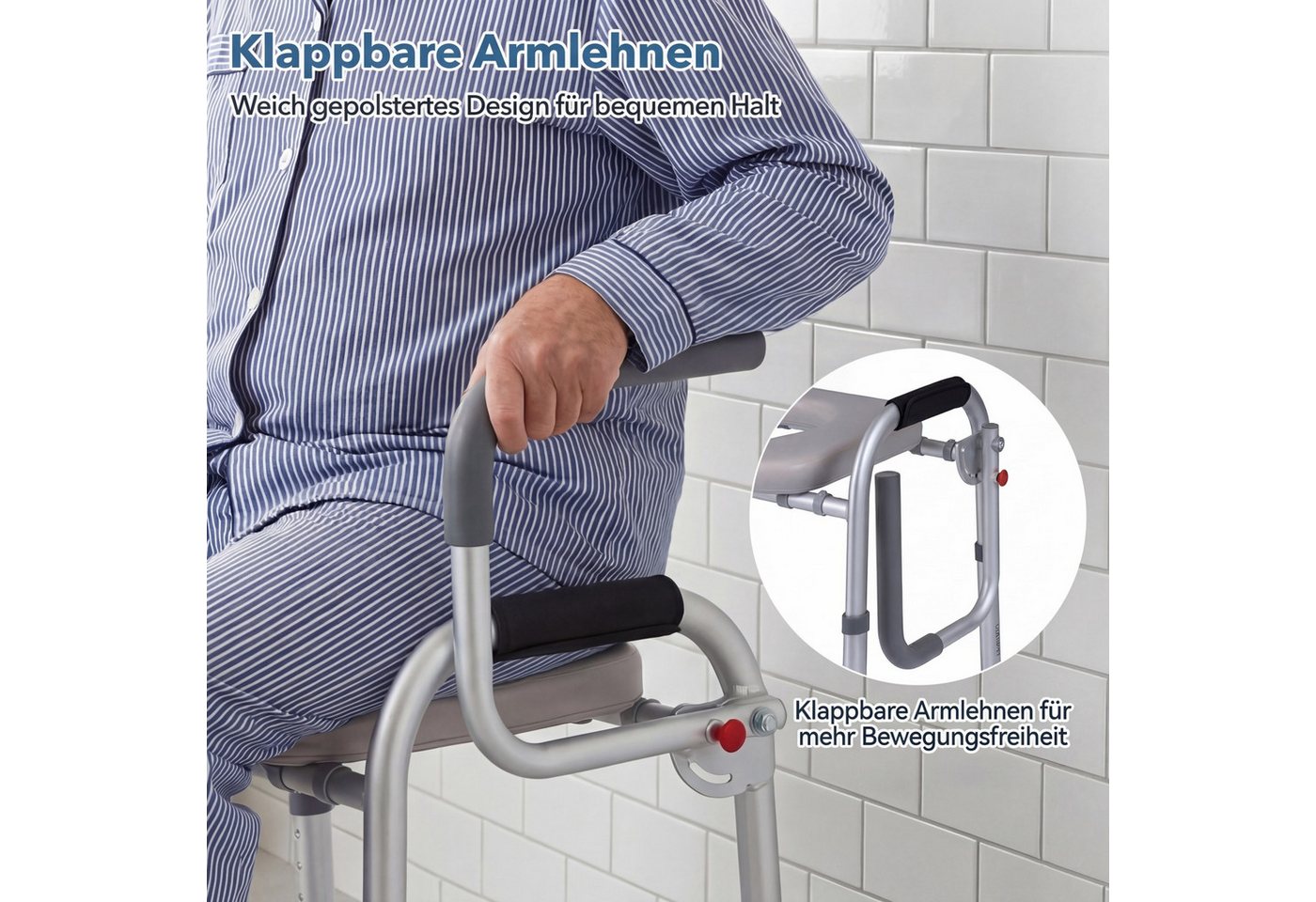 COSTWAY WC-Aufstehhilfe Toilettensitzerhöhung mit Griff, belastbar bis 136 kg Bild 2