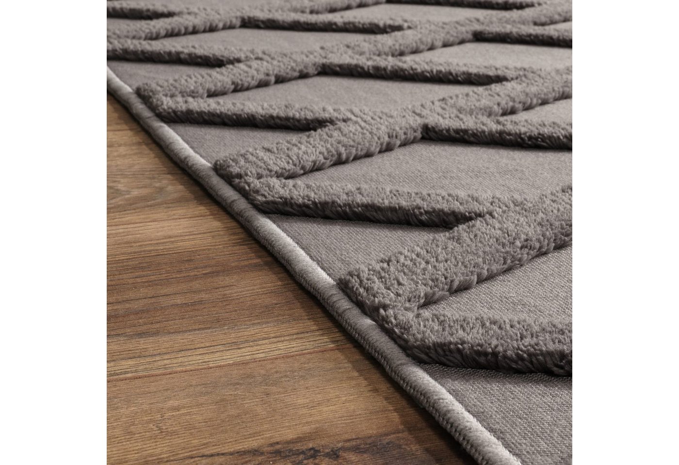 KADIMA DESIGN Teppich waschmaschinenwaschbar Rauten Küche, Flur Waschbarer Teppich, Rechteckig, Höhe: 14 mm, Florhöhe: 10 mm, 100% Polyester, Läufer, 60x100cm, Anthrazit Bild 2