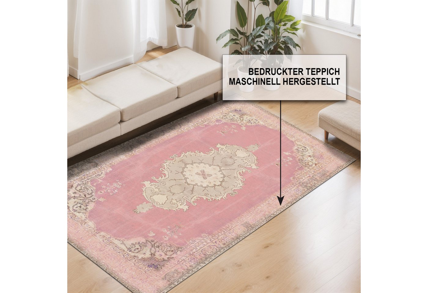 Bamyum Teppich Lix Teppich mit Chenille-Druck, Waschbarer, Antibakteriell Teppich Bild 3