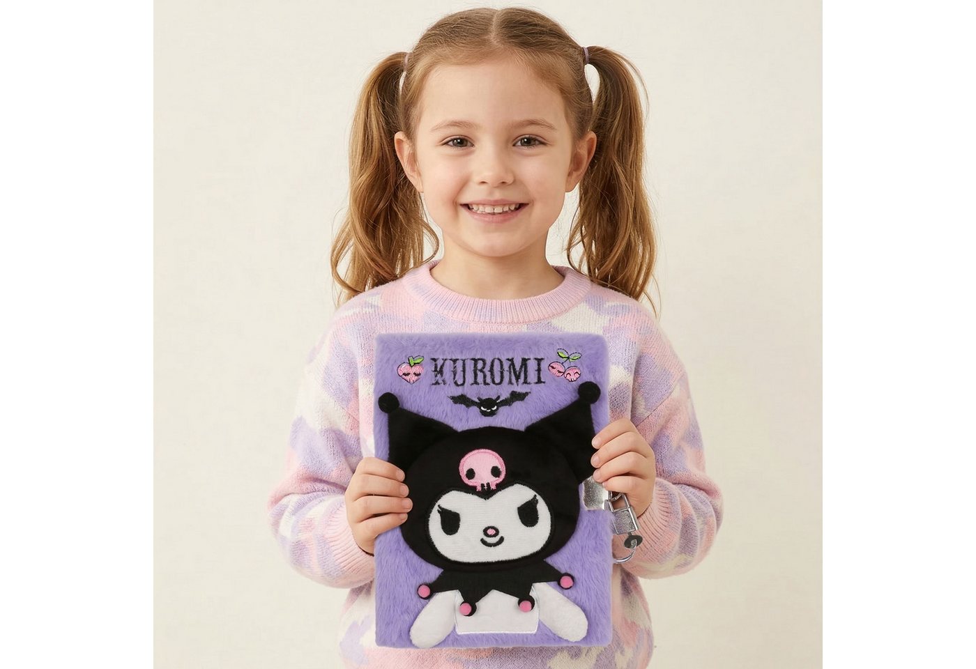 Sarcia.eu Notizbuch KUROMI Plüsch-Notizbuch A5 für Mädchen, liniertes Tagebuch Bild 3