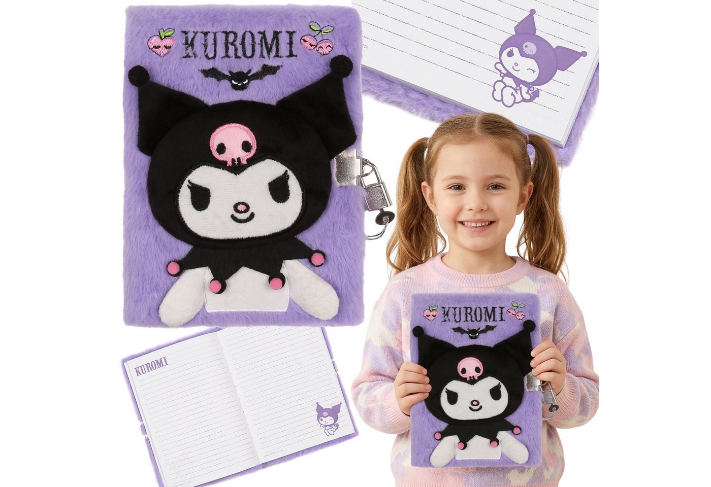 Sarcia.eu Notizbuch KUROMI Plüsch-Notizbuch A5 für Mädchen, liniertes Tagebuch Bild 5