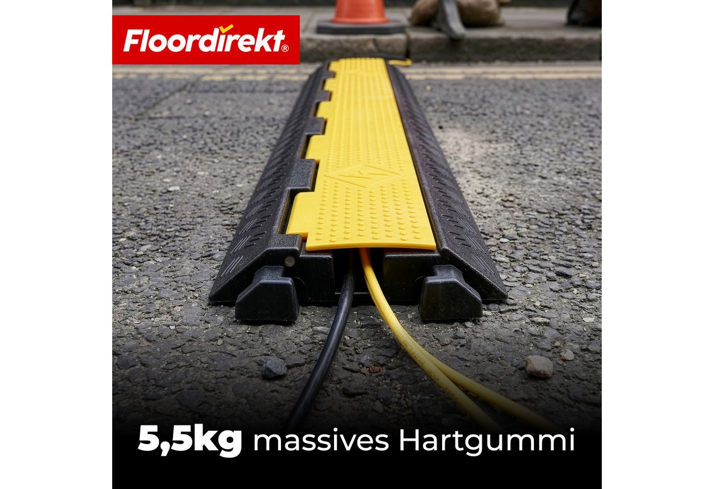 Floordirekt Kabelkanal Kabelbrücke Kabelschutzbrücke Kabelrampe Überfahrrampe Boden (wetterfest modular, 1–5 Kanäle) Bild 2