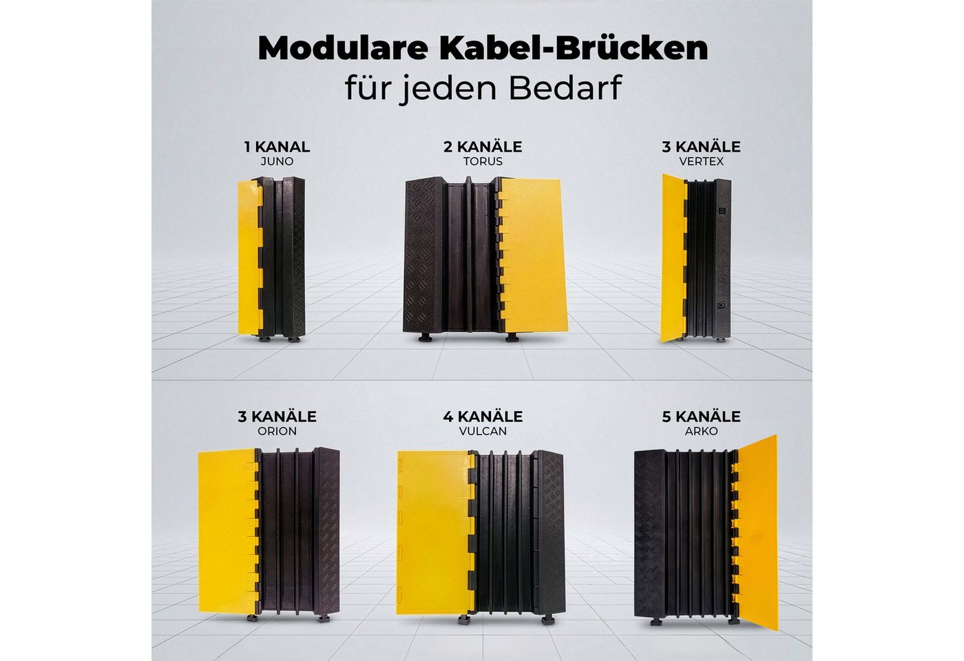 Floordirekt Kabelkanal Kabelbrücke Kabelschutzbrücke Kabelrampe Überfahrrampe Boden (wetterfest modular, 1–5 Kanäle) Bild 4