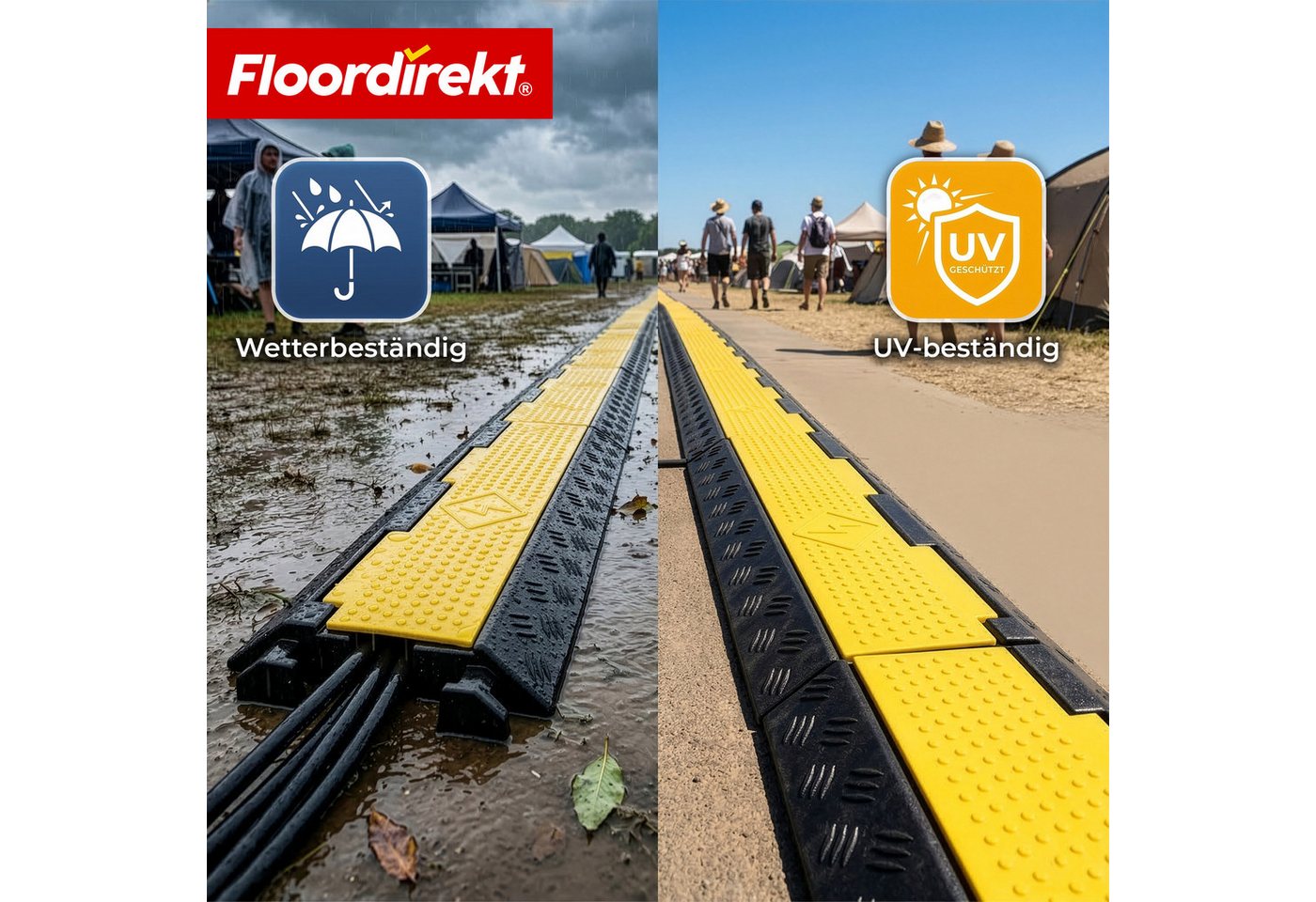 Floordirekt Kabelkanal Kabelbrücke Kabelschutzbrücke Kabelrampe Überfahrrampe Boden (wetterfest modular, 1–5 Kanäle) Bild 5
