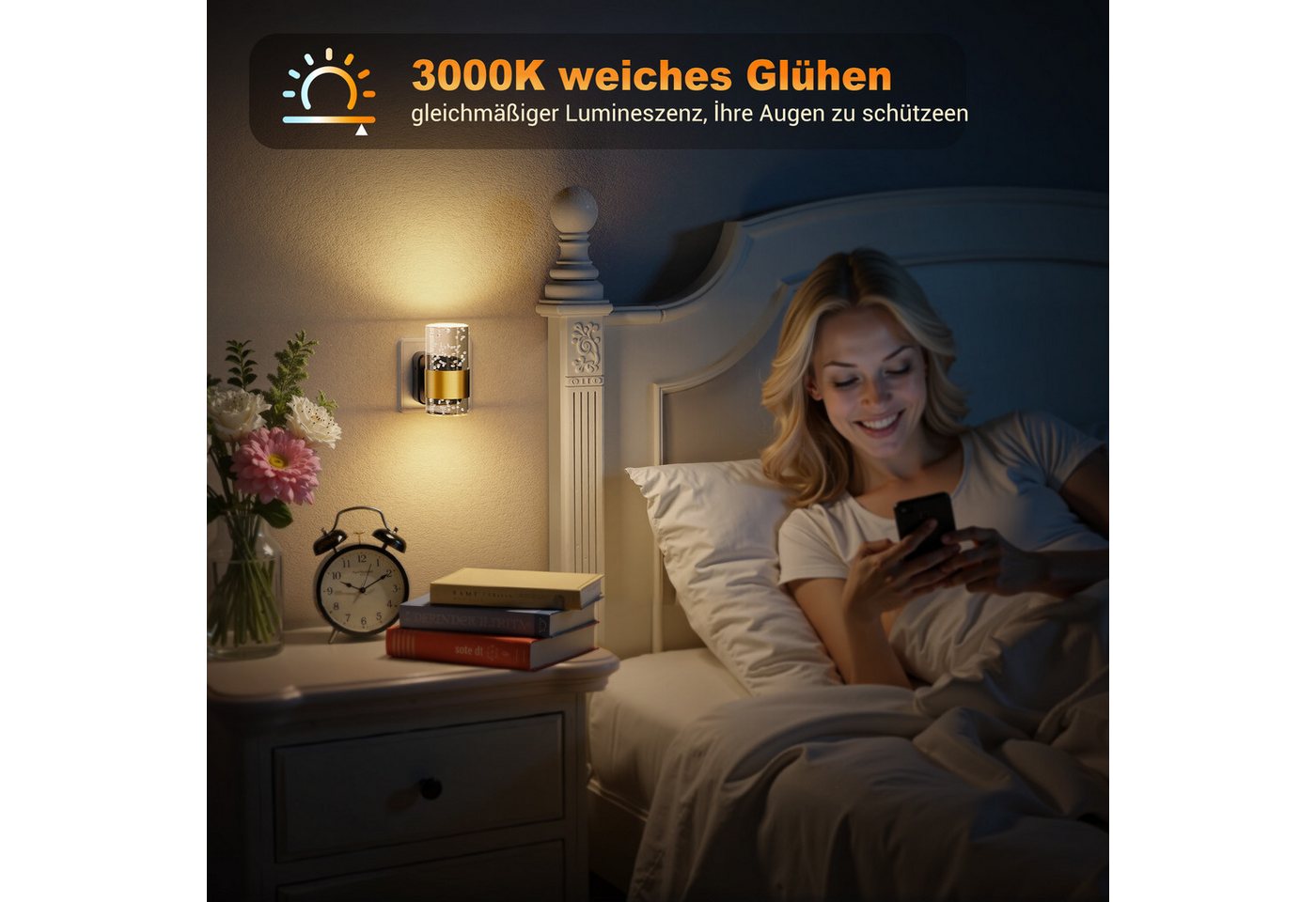 LOHAS-LED LED Nachtlicht LED Nachtlicht Steckdose, zylindrisches Acryl-Nachtlicht