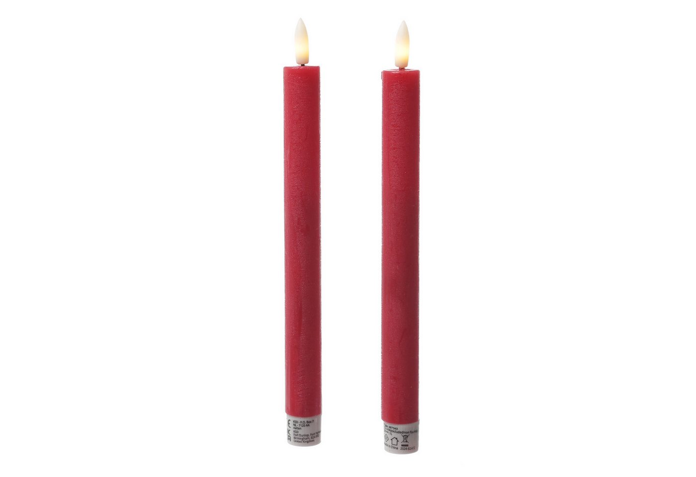 MARELIDA LED-Kerze LED Stabkerzen Tafelkerzen Dinner Spitzkerzen rustikal 24cm rot 2St, LED Classic, warmweiß (2100K bis 3000K) Bild 5
