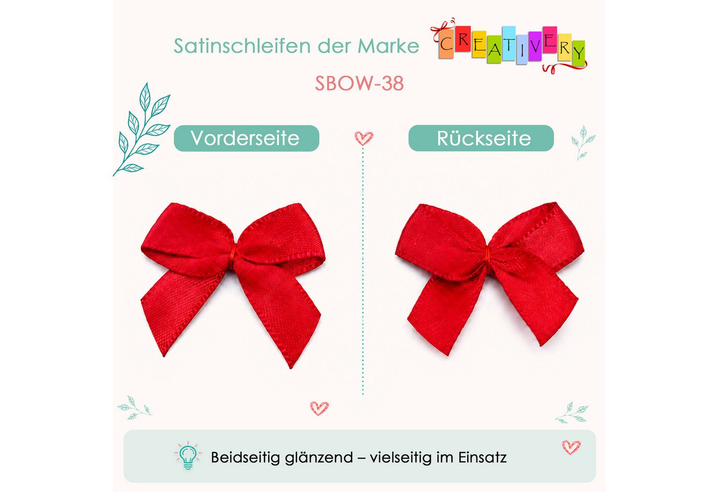 Creativery Streudeko, Satinschleifen 30x25mm zum Basteln & Aufnähen 20 Stück Altrosa Bild 5