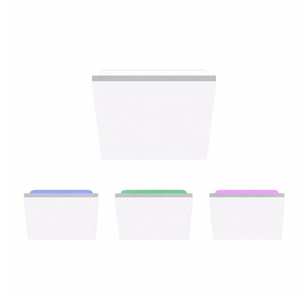 JUST LIGHT LED Deckenleuchte, LED-Leuchtmittel fest verbaut, Farbwechsel, Neutralweiß, Kaltweiß, Warmweiß, Tageslichtweiß, Deckenlampe LED weiß mit Fernbedienung und RGB Farbwechsel L 45 cm