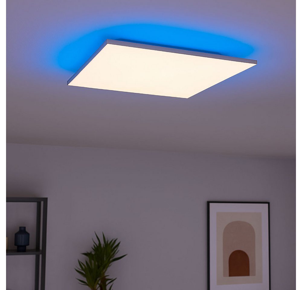 JUST LIGHT LED Deckenleuchte, LED-Leuchtmittel fest verbaut, Farbwechsel, Neutralweiß, Kaltweiß, Warmweiß, Tageslichtweiß, Deckenlampe LED weiß mit Fernbedienung und RGB Farbwechsel L 45 cm Bild 3
