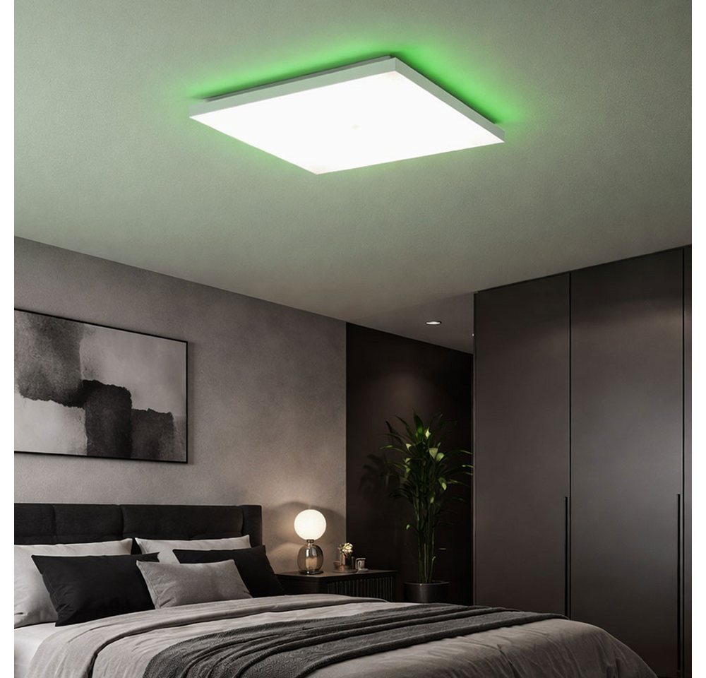 JUST LIGHT LED Deckenleuchte, LED-Leuchtmittel fest verbaut, Farbwechsel, Neutralweiß, Kaltweiß, Warmweiß, Tageslichtweiß, Deckenlampe LED weiß mit Fernbedienung und RGB Farbwechsel L 45 cm Bild 4