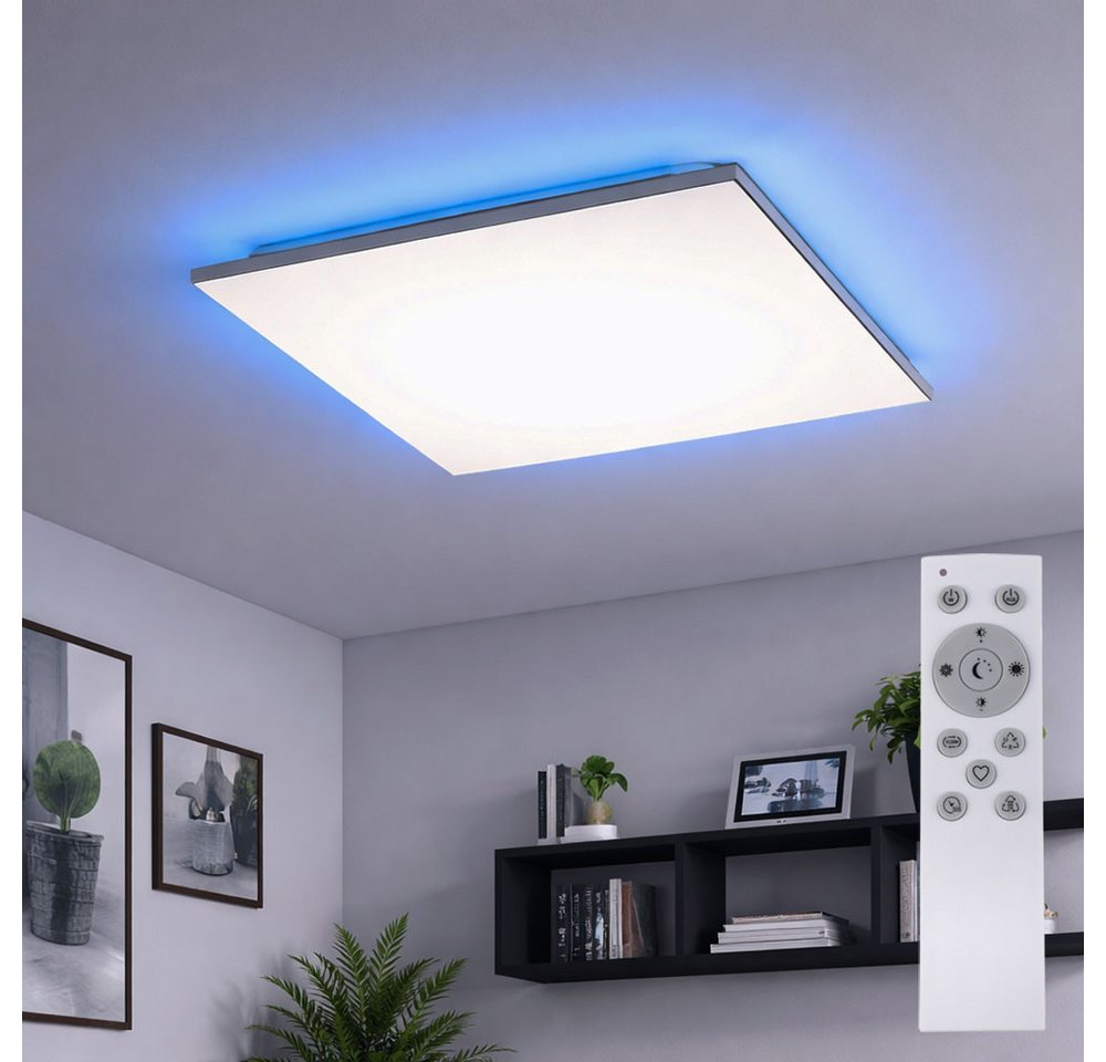 JUST LIGHT LED Deckenleuchte, LED-Leuchtmittel fest verbaut, Farbwechsel, Neutralweiß, Kaltweiß, Warmweiß, Tageslichtweiß, Deckenlampe LED weiß mit Fernbedienung und RGB Farbwechsel L 45 cm Bild 5