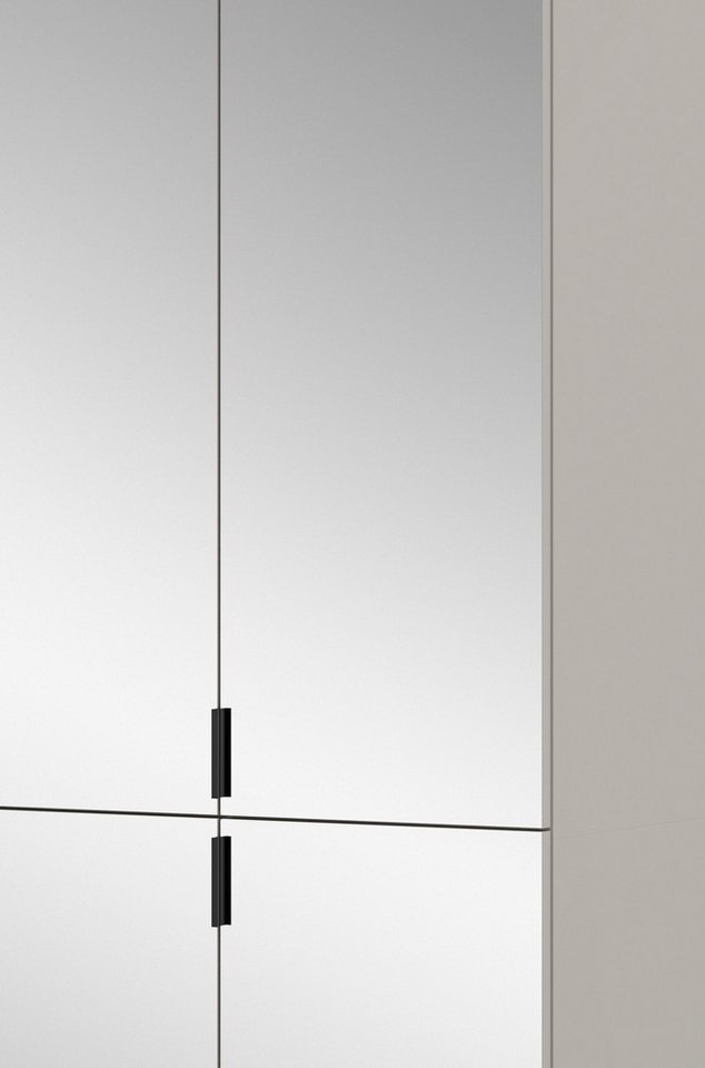 Inn.Furn Garderobenschrank Line-Up (Schuhschrank in Kaschmir / Sand, 8 Spiegeltüren, 122 x 193 cm) variable Inneneinteilung, 2 Kleiderstangen und 14 Einlegeböden