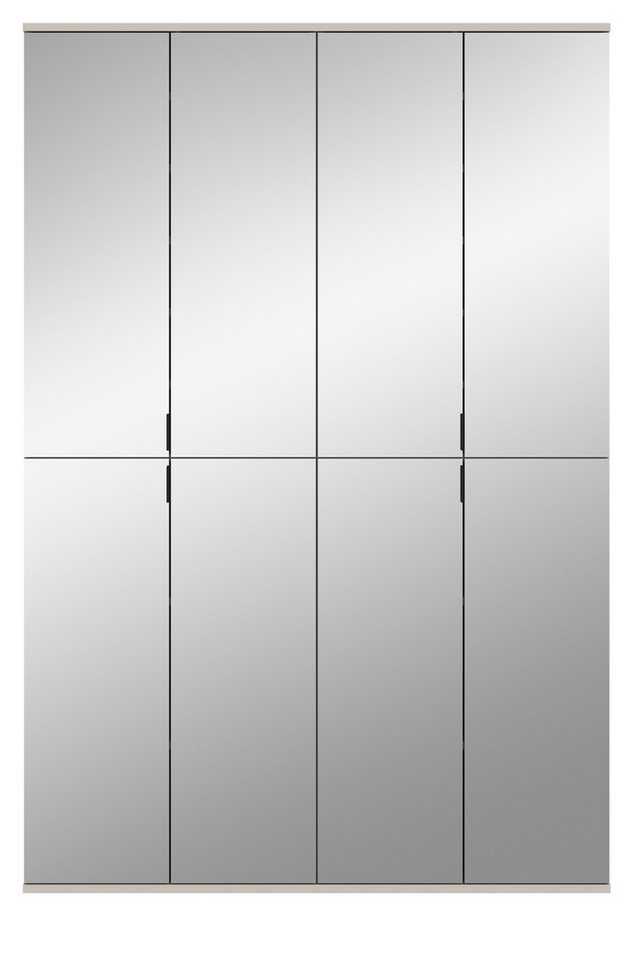 Inn.Furn Garderobenschrank Line-Up (Schuhschrank in Kaschmir / Sand, 8 Spiegeltüren, 122 x 193 cm) variable Inneneinteilung, 2 Kleiderstangen und 14 Einlegeböden Bild 4