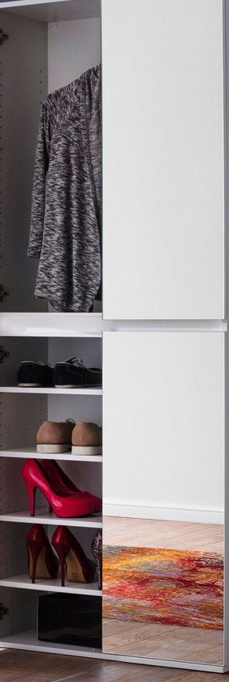 Inn.Furn Garderobenschrank Line-Up (Schuhschrank in Kaschmir / Sand, 8 Spiegeltüren, 122 x 193 cm) variable Inneneinteilung, 2 Kleiderstangen und 14 Einlegeböden Bild 5