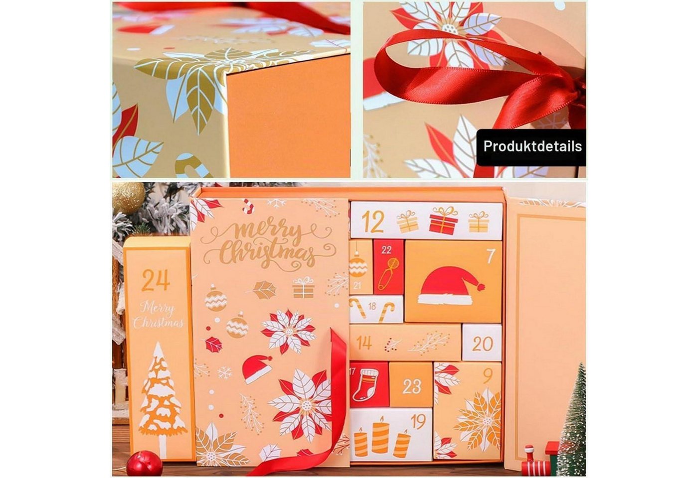 LuxusKollektion befüllbarer Adventskalender Adventskalender zum Befüllen 24 Boxen Gelb Bild 2