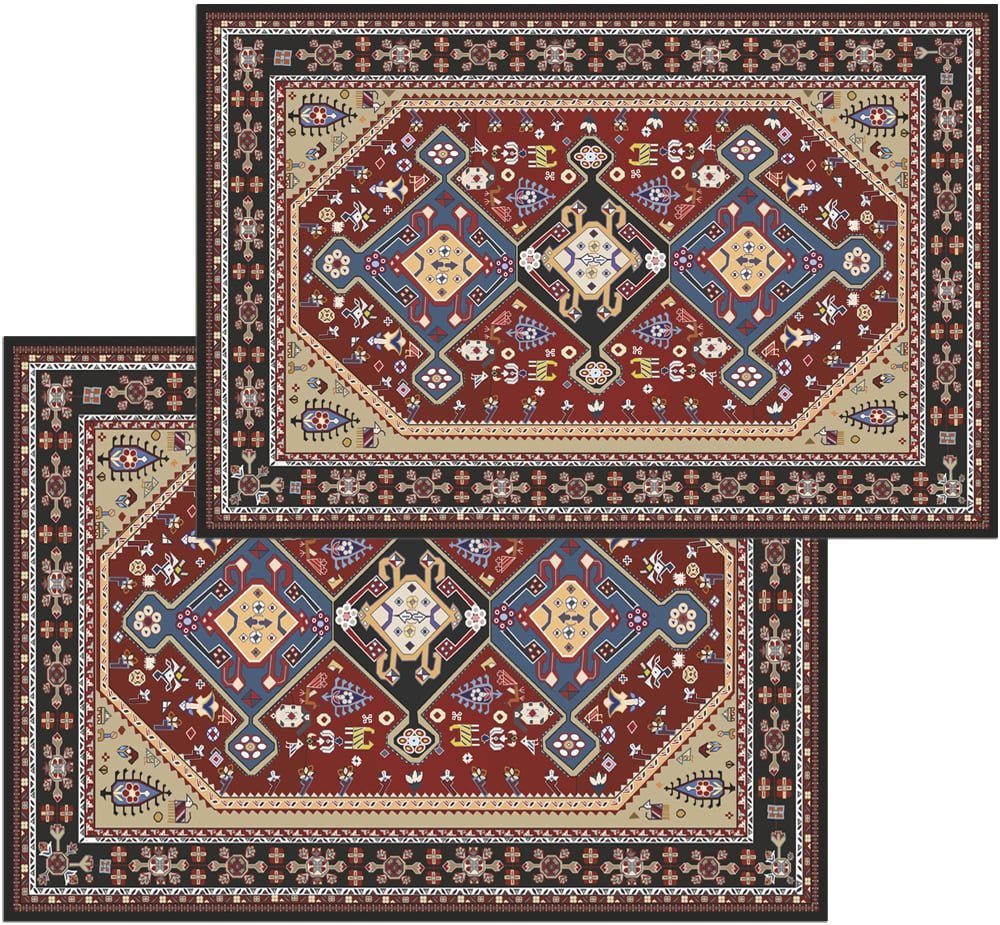 matches21 HOME & HOBBY Fußmatte Türmatte Perser rot Vintage in 50x70 cm als Fussabtreter, rechteckig, Höhe: 5 mm, Rutschfester Türvorleger für innen als waschbare Schmutzfangmatte Bild 3