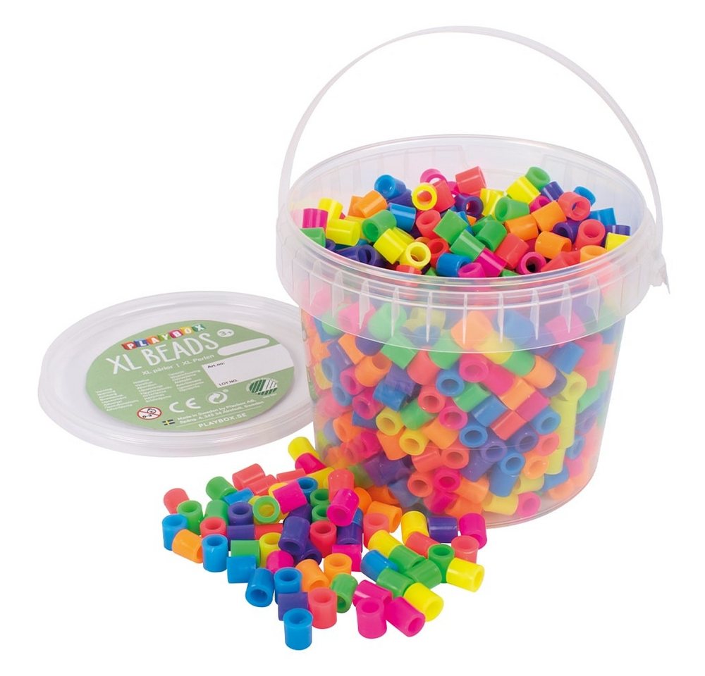 Playbox Bügelperlen Playbox Eimer 900 Stück XL-Bügelperlen Neon