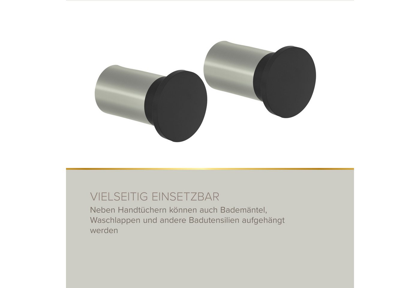 Lenz Handtuchhaken SOULUTION, Badezimmer, (2 Stk), vielseitig einsetzbar