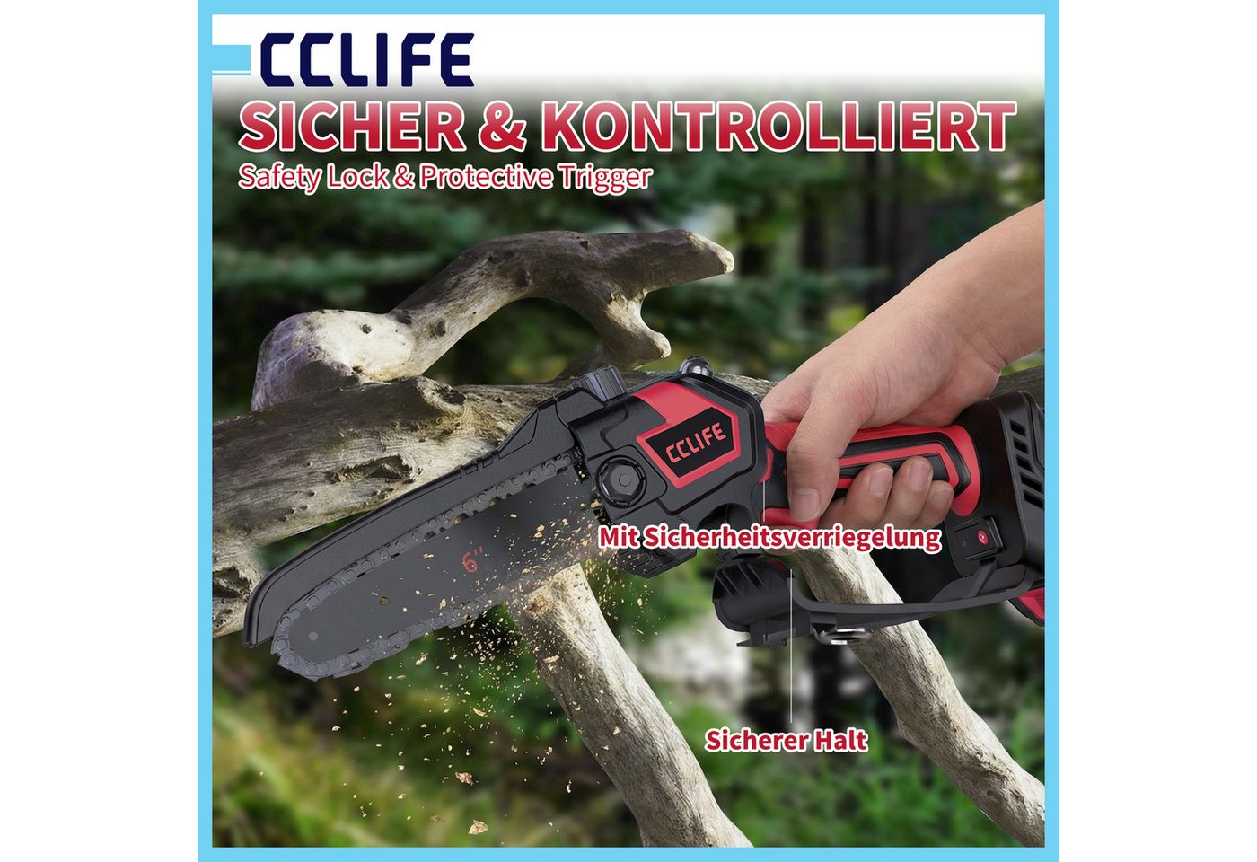 CCLIFE Akku-Hochentaster CCLIFE Akku Hochentaster und Astschere mit Teleskopstange Gartenset