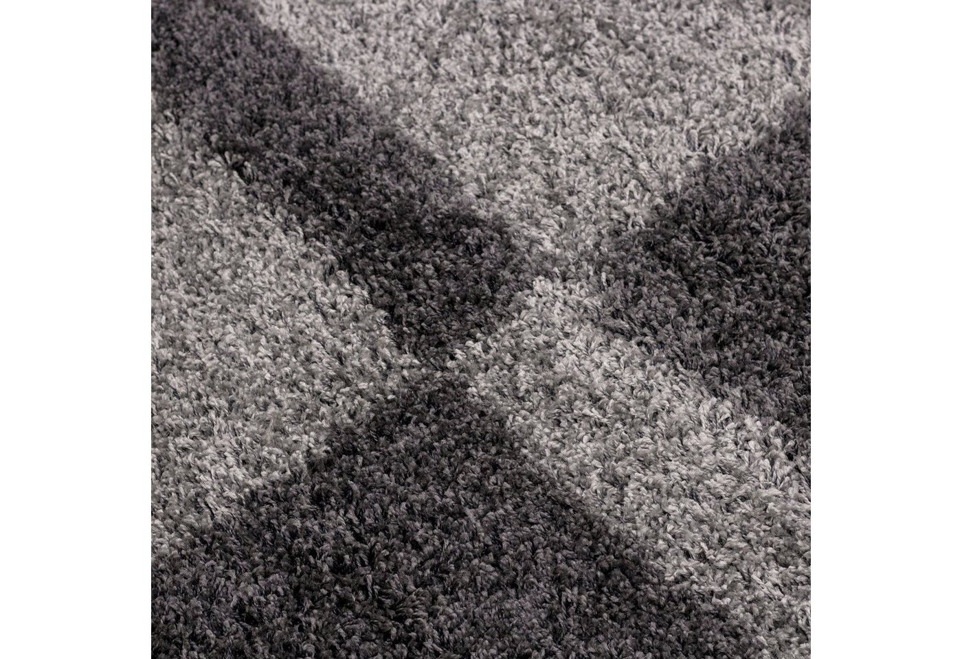 Stilvoll Günstig Hochflor-Teppich mit Karo-Design für Wohnzimmer, Rund, Höhe: 30 mm