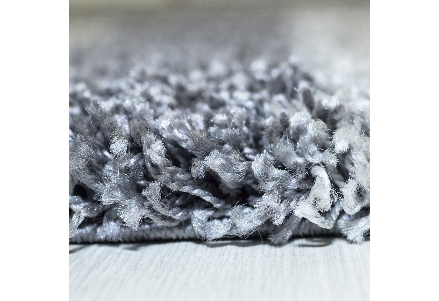 Stilvoll Günstig Hochflor-Teppich mit Karo-Design für Wohnzimmer, Rund, Höhe: 30 mm Bild 2
