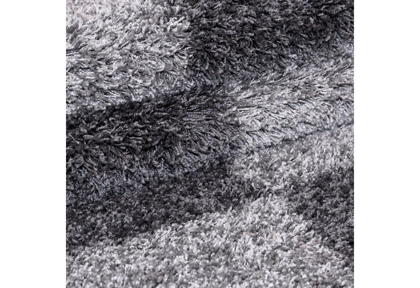 Stilvoll Günstig Hochflor-Teppich mit Karo-Design für Wohnzimmer, Rund, Höhe: 30 mm Bild 3