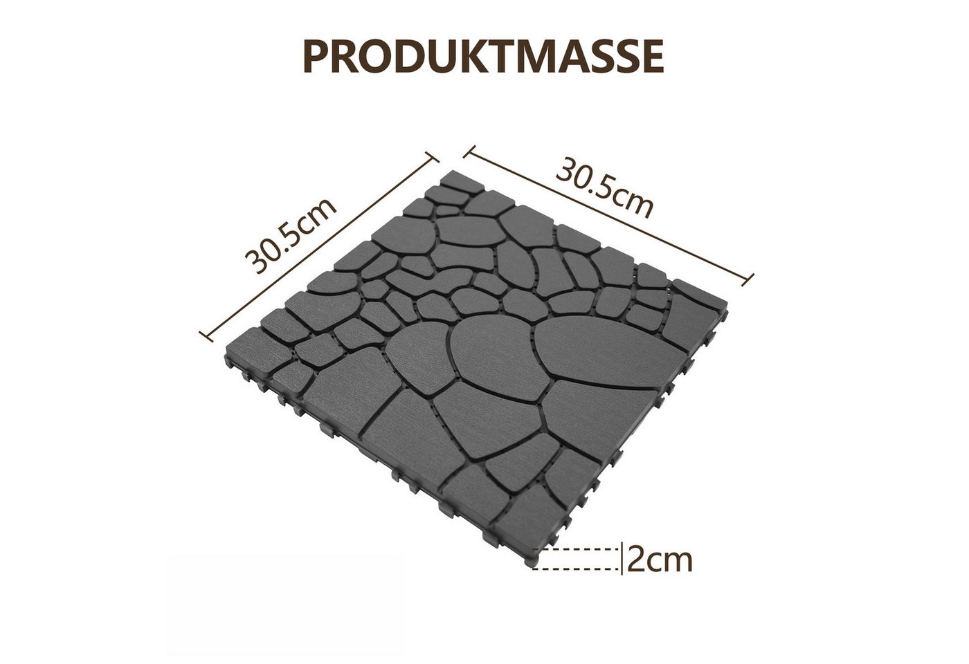 GLIESE Terrassendielen Terrassenfliesen Set im Klicksystem, 30,5 x 30,5 x 2 cm, (44-St) Bild 2