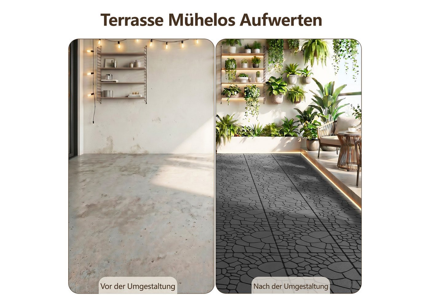 GLIESE Terrassendielen Terrassenfliesen Set im Klicksystem, 30,5 x 30,5 x 2 cm, (44-St) Bild 3
