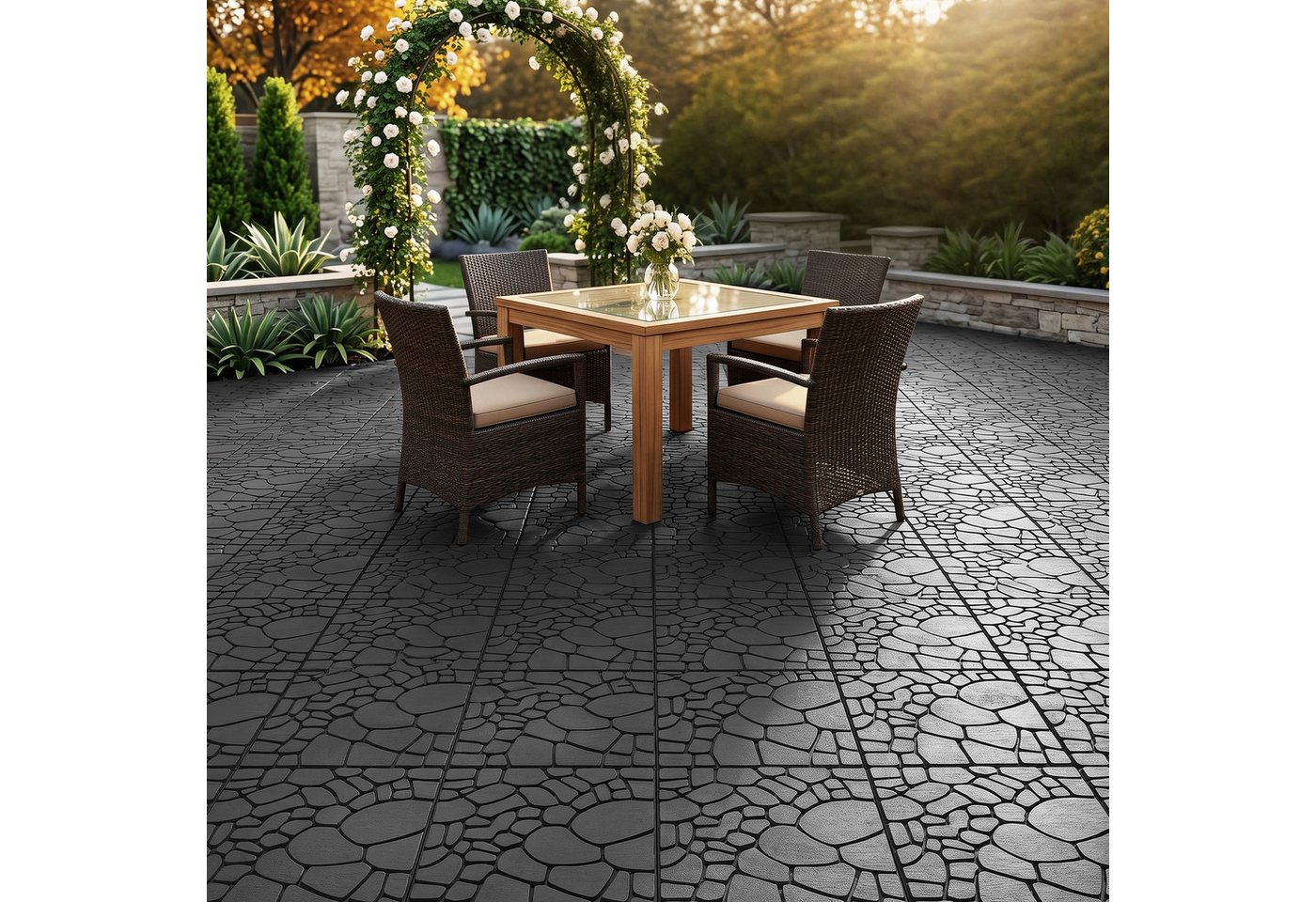 GLIESE Terrassendielen Terrassenfliesen Set im Klicksystem, 30,5 x 30,5 x 2 cm, (44-St) Bild 5