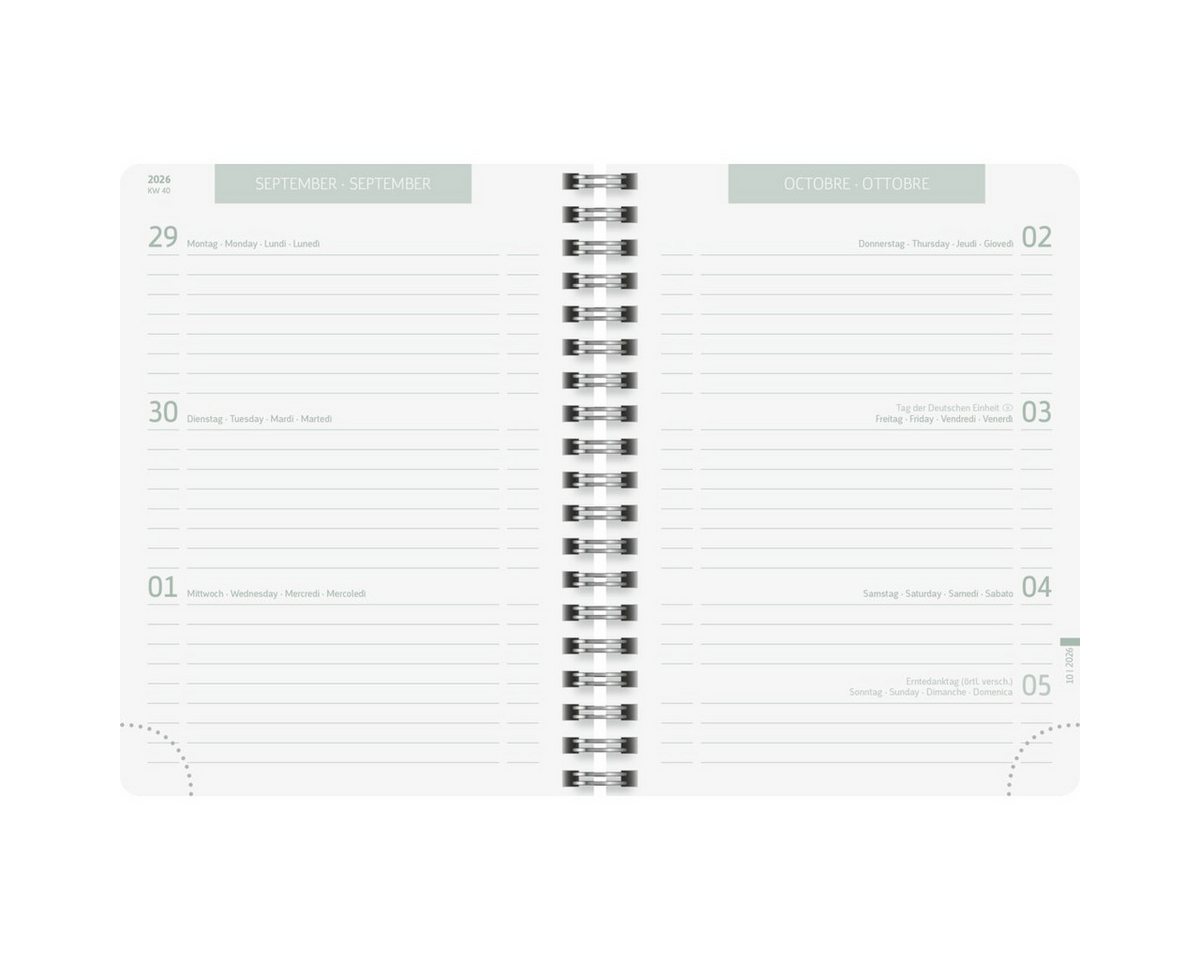 BRUNNEN Buchkalender Schülerkalender A6 1 Woche/2 Seiten Bloom 2026/2027