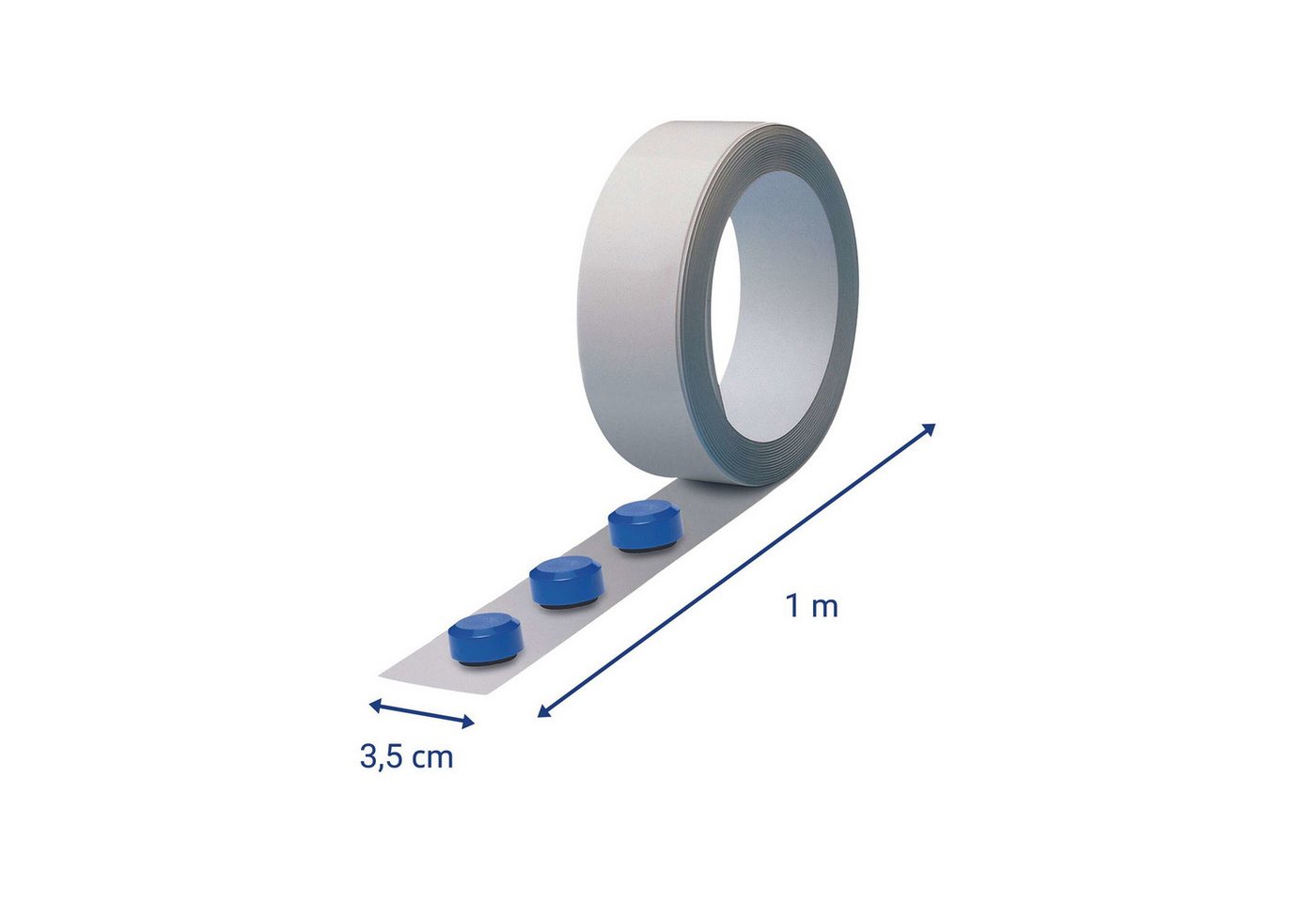 MAUL Klebeband Ferroband, Länge 1 m, inkl. 3 Magnete