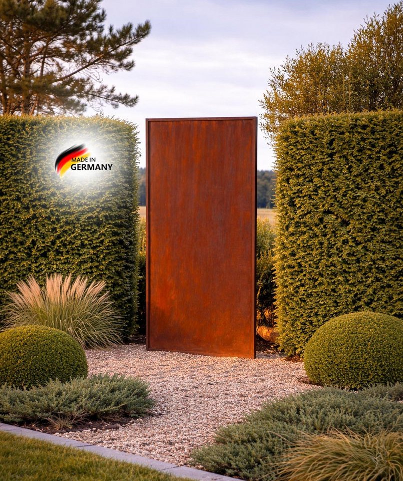 BADEKO Sichtschutzelement Sichtschutz Paravent Lenka 200x100cm aus Edelrost in Cortenstahloptik