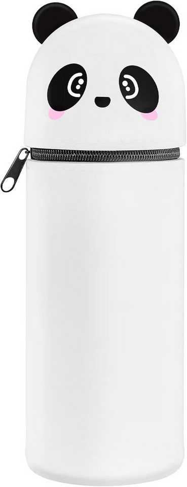 BlingBin Federmäppchen 2-in-1 Schulmäppchen Stiftbehälter aus weichem Silikon, Panda-Thema, (1 Stück, 1-tlg., 19 x 7 cm), Tischstifthalter Mäppchen Reißverschluss Kinder Schule Home Office Bild 2