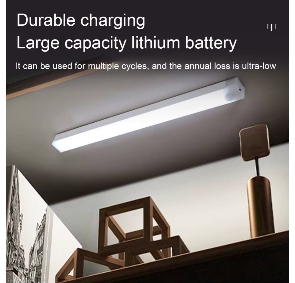 Athlix LED Lichtleiste Kabellose LED-Schrankleuchte, LED-Bewegungssensor-Nachtlicht 3er-Set, LED fest integriert, Kaltweiß, Individuelle Helligkeitsanpassung, Einfache 1-Knopf-Steuerung