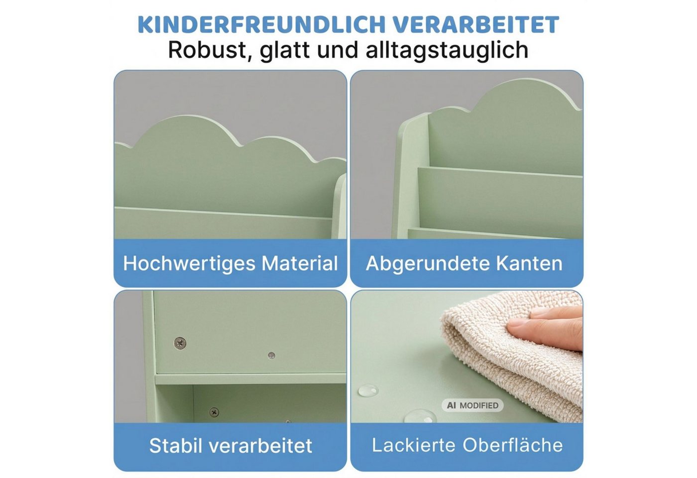 Coemo Standregal CLOUDY, Truhe Holz, Aufbewahrungskiste, Aufbewahrungsbox in Mintgrün