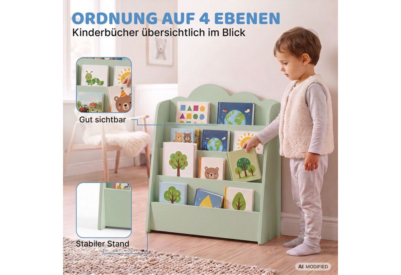 Coemo Standregal CLOUDY, Truhe Holz, Aufbewahrungskiste, Aufbewahrungsbox in Mintgrün Bild 2