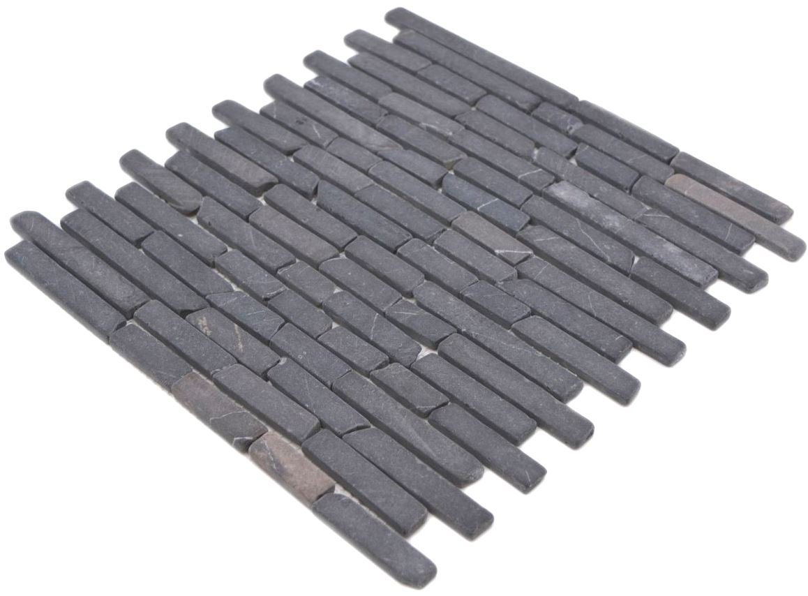 Mosani Mosaikfliesen Mosaik Marmor Naturstein grau anthrazit - schwarz (imprägniert) Bild 2