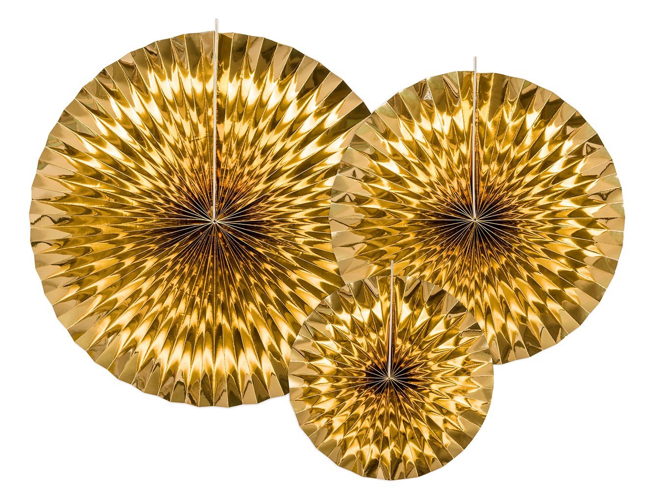 partydeco Papierrosette, Deko Papier Rosetten 23-40cm gold 3er Set