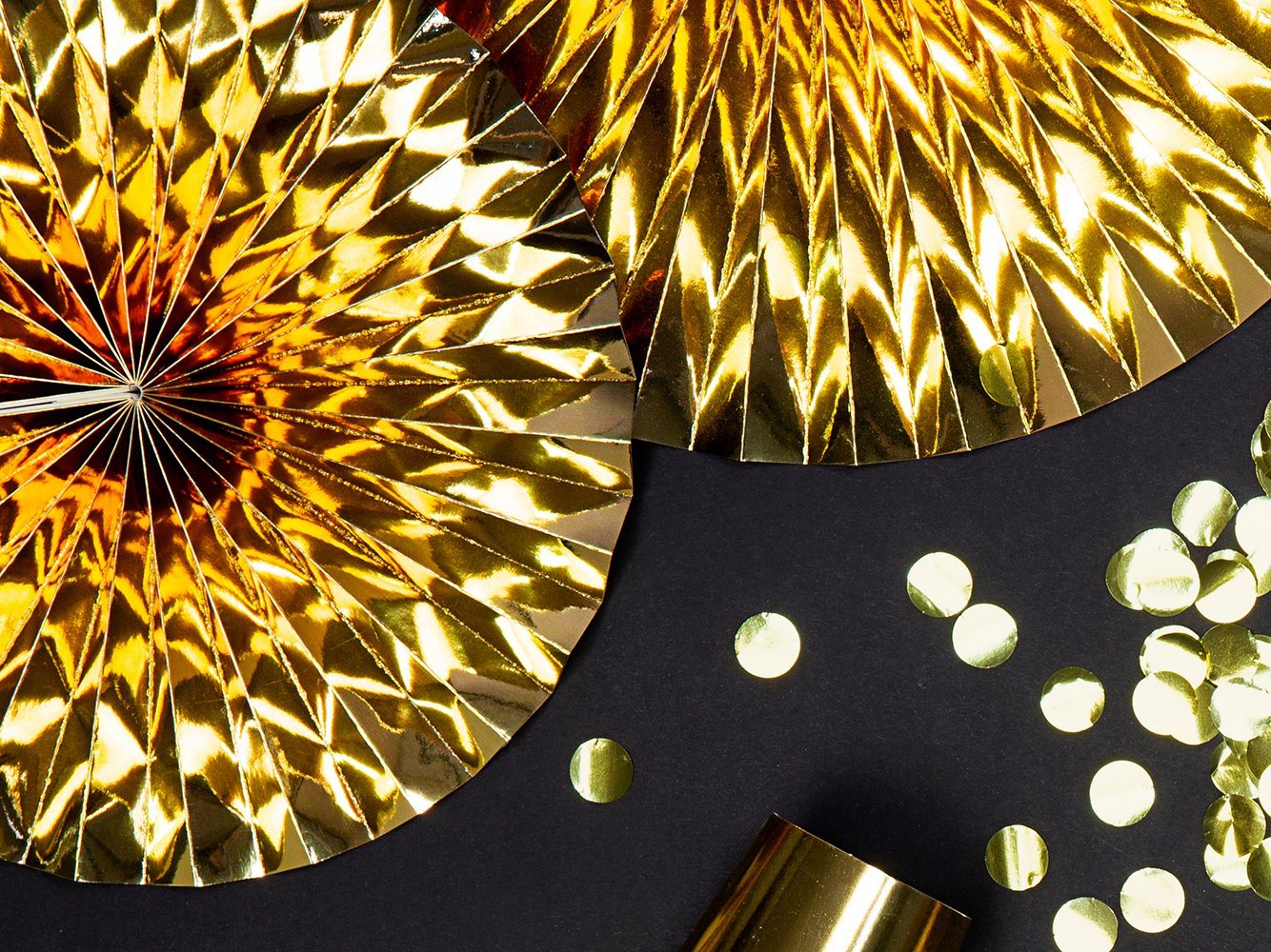 partydeco Papierrosette, Deko Papier Rosetten 23-40cm gold 3er Set Bild 2