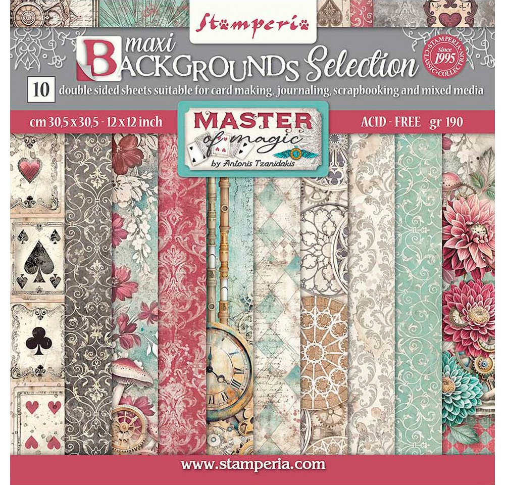 Stamperia Motivpapier Scrapbook-Block "Master of Magic - Backgrounds", 10 Bogen