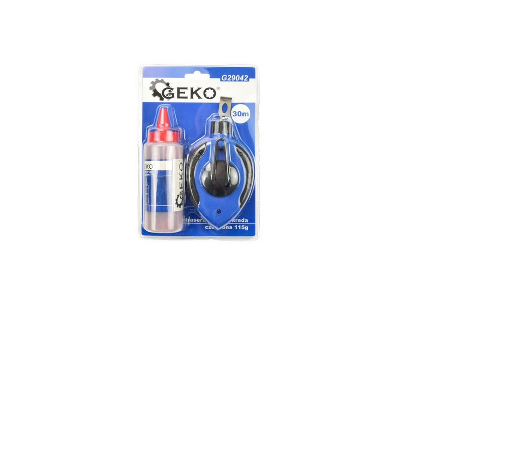 GEKO Schlagschnur Schlagschnur Set 30m Markierungsschnur mit 115g Kreide Rot Blau, ABS-Gehäuse, einklappbare Kurbel Bild 4