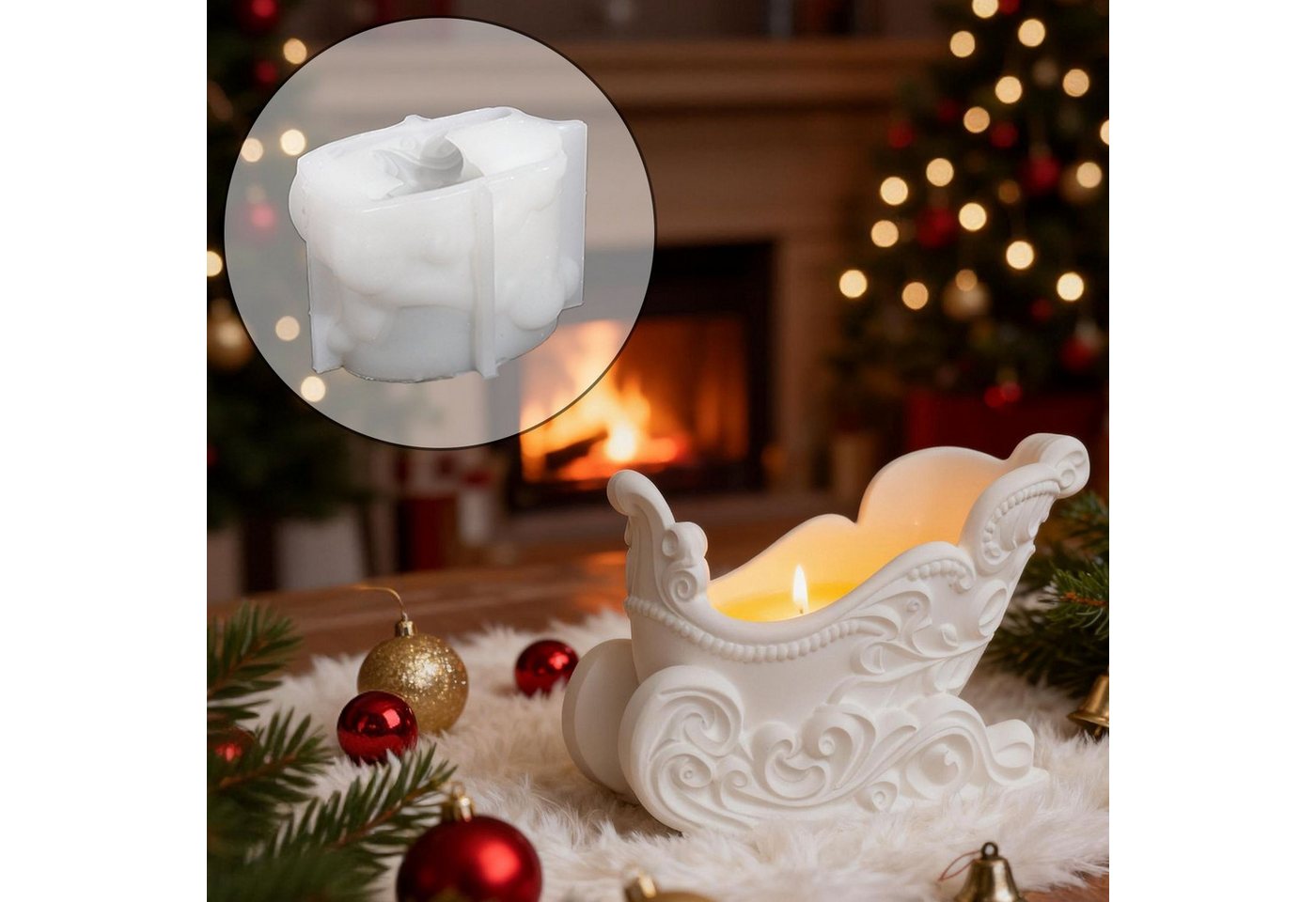 Agger Silikonform Weihnachten Silikonform Weihnachtsbaum Weihnachtsschlitten Gießformen, (Silikonform Tannenbaum Gips zum Gießen Gießformen), Silikon Weihnachten Baum Silikonformen Weihnachten für Gips Bild 4