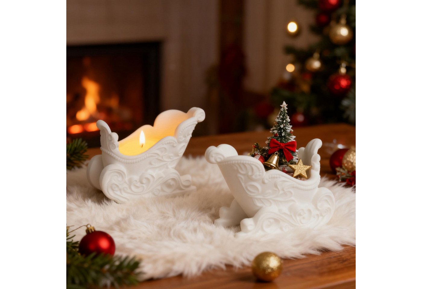 Agger Silikonform Weihnachten Silikonform Weihnachtsbaum Weihnachtsschlitten Gießformen, (Silikonform Tannenbaum Gips zum Gießen Gießformen), Silikon Weihnachten Baum Silikonformen Weihnachten für Gips Bild 5