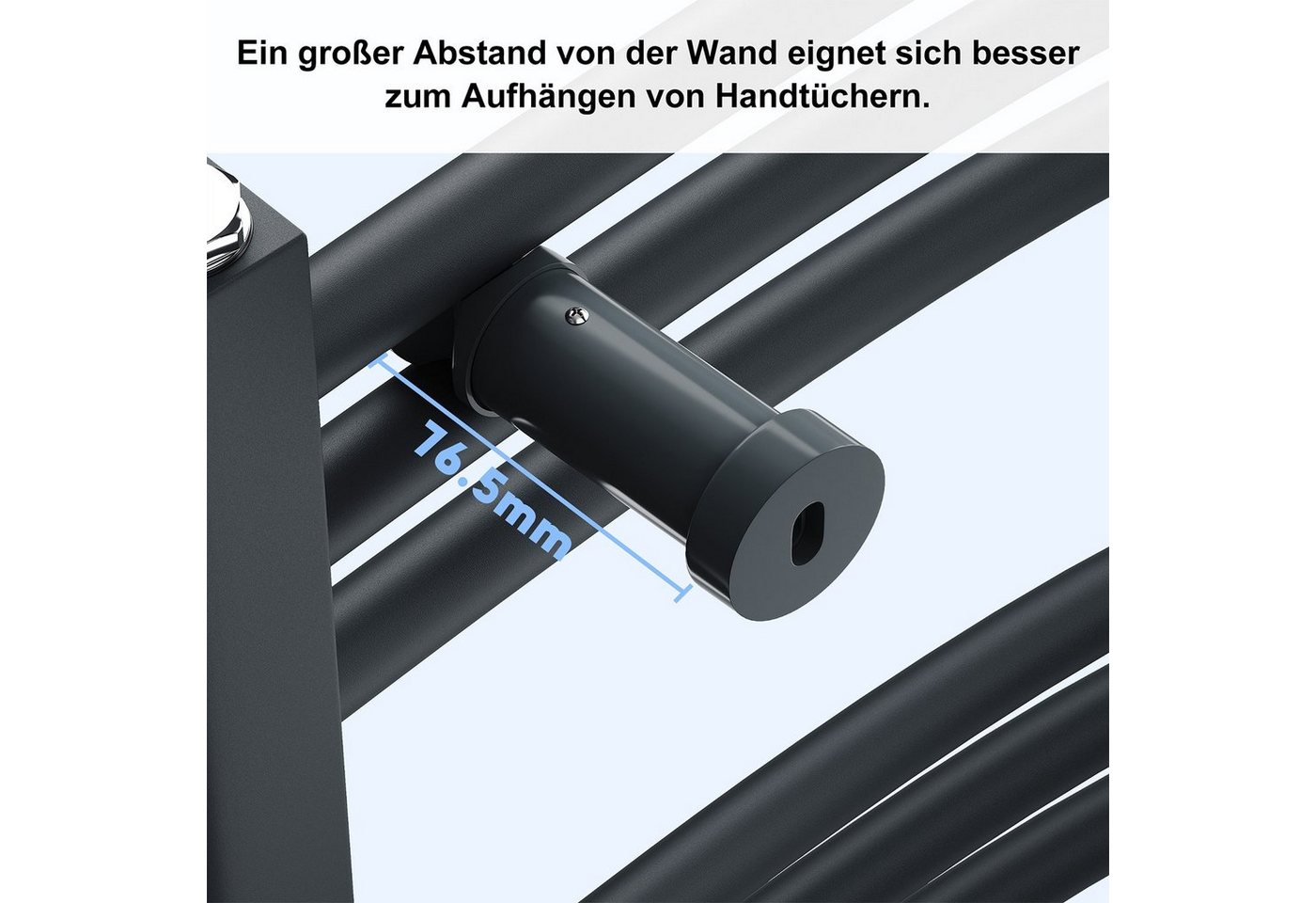 SONNI Elektrischer Badheizkörper Elektrischer Badheizkörper Heizkörper elektrisch Gebogen bad, Elektrischer Handtuchhalter mit Intelligentes Heizstab,Weiß/Sandgrau Bild 2