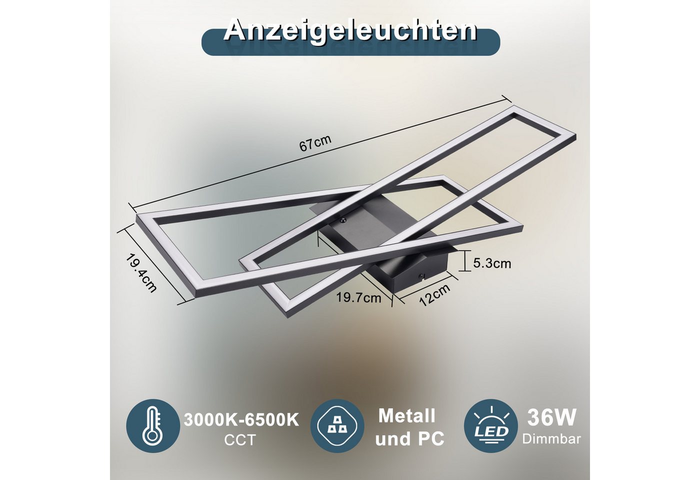 ZMH LED Deckenleuchte Deckenlampe Moderne 67/75cm Wohnzimmer Esszimmer CCT/mit FB, LED fest integriert, 3000-6500K, Timer-Funktion Schlafzimmerlampe mit Fernbedienung